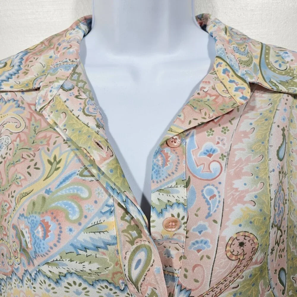 Alfred Dunner Vintage Short Sleeved Blouse - Floral and Paisley Size 10 (127-11) - Picture 6 of 9